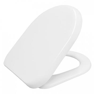 Bemis San Remo Thermoset Plastic Slow Close D-Shape Toilet Seat White Ceramic Shine Stainless Steel Hinges