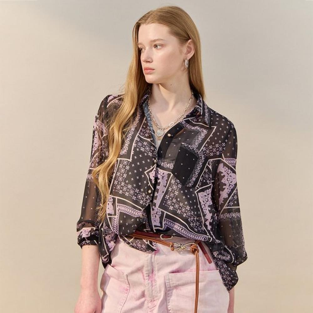 Maxza Bandana Paisley Sheer Blouse Zf04qb602nh violet/FREE
