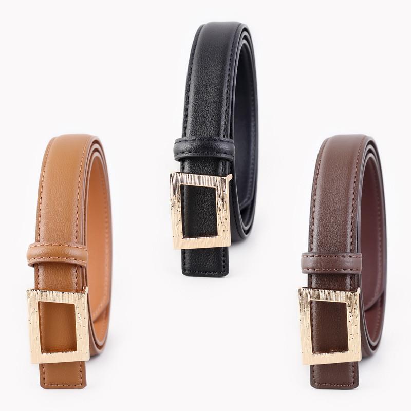 Genuine Leather Cowhide Waist Belt With Alloy Buckle For Casual Office Style