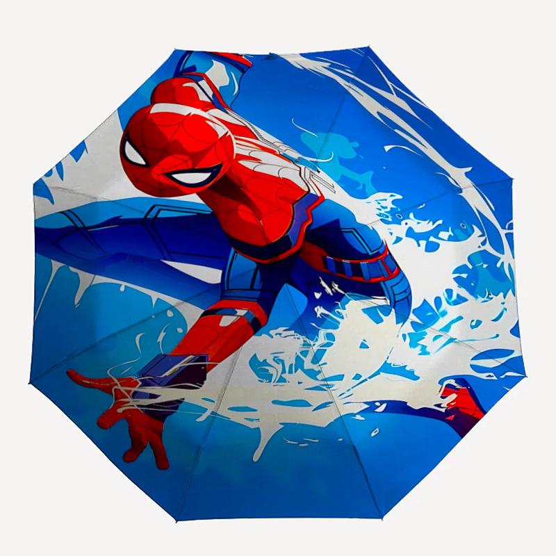 

1pc SpiderMan Web Automatic Folding Umbrella - Compact 8-Rib Design, Durable Plastic & Iron, 040