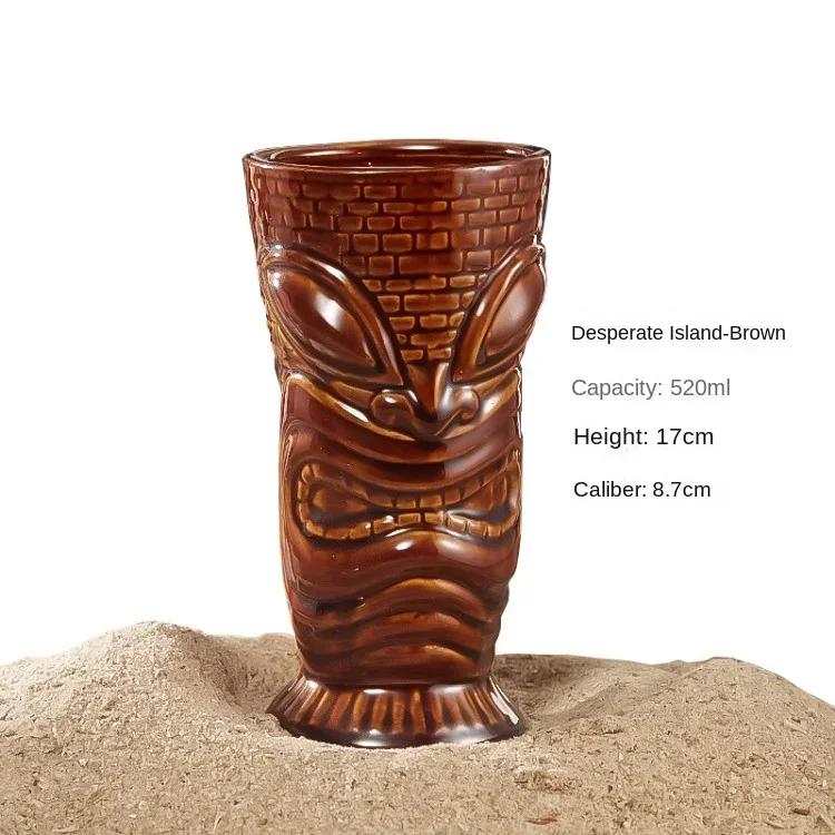 60er Typ Hawaiianische Tiki-Tasse Keramik-Cocktailgläser Bar Weinglas Dekorationen Ornamente Gläser für Getränke Personalisiertes Geschenk