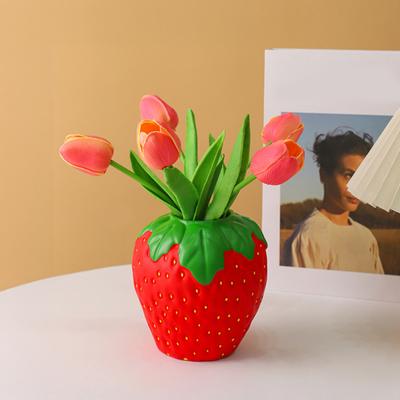 Erdbeer-Vase, Niedliche Obstförmige Dekorative Blumenvase, Indoor Hydroponischer Pflanztopf für Zuhause Küche Badezimmer Büro