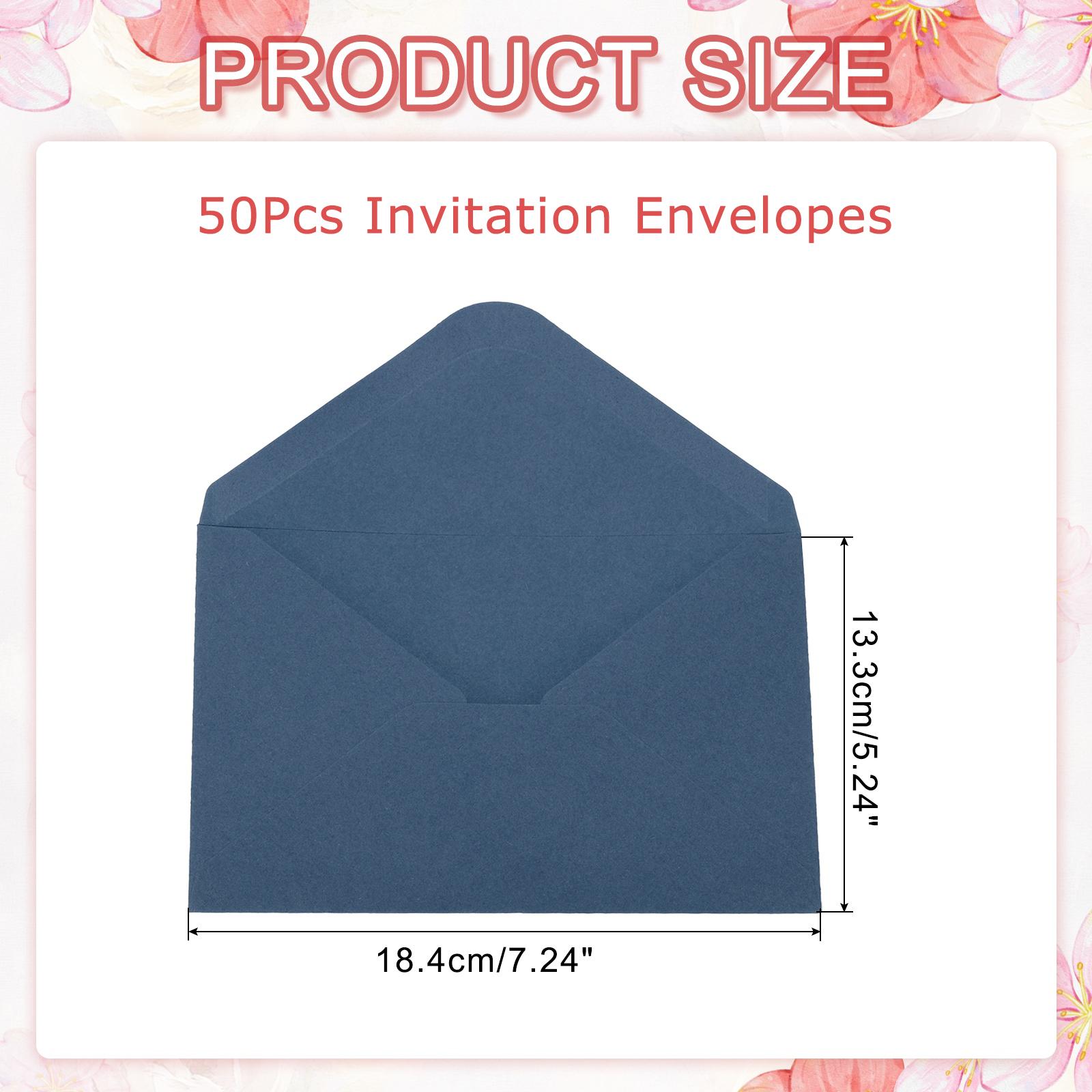 

50Pcs 7x5 Inch Invitation Envelopes A7 Greeting Card Envelopes V-Flap Envelopes Card Sleeves for Mailing Wedding Birthday Gift темно-синий