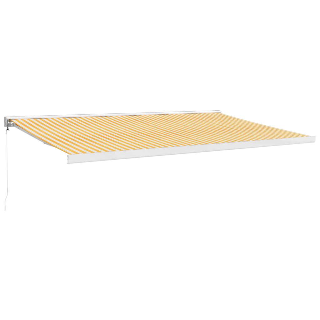 Awning Retractable Yellow and White 5x3 m Fabric and Aluminium