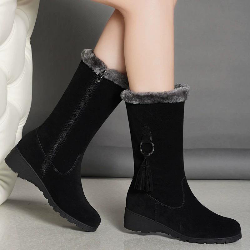 

Autumn and Winter Fashion Casual Plus Velvet Warm Round Toe Zipper Solid Color Comfortable Women s Ankle Boots 35 чорний