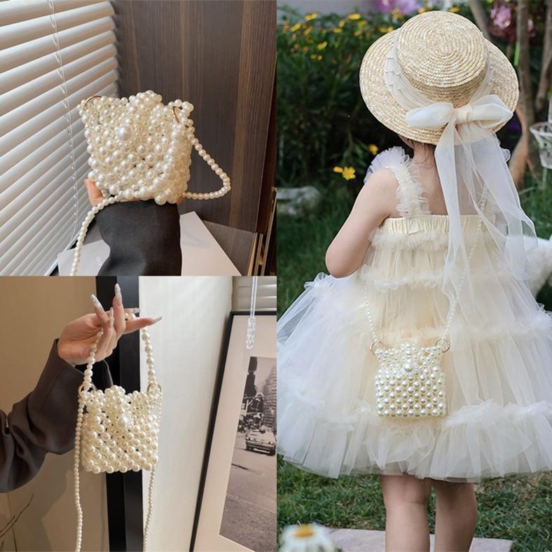 Crossbody Pearl Woven Bag Suitable For Girls Handmade Bead Bag For Daily Outfit