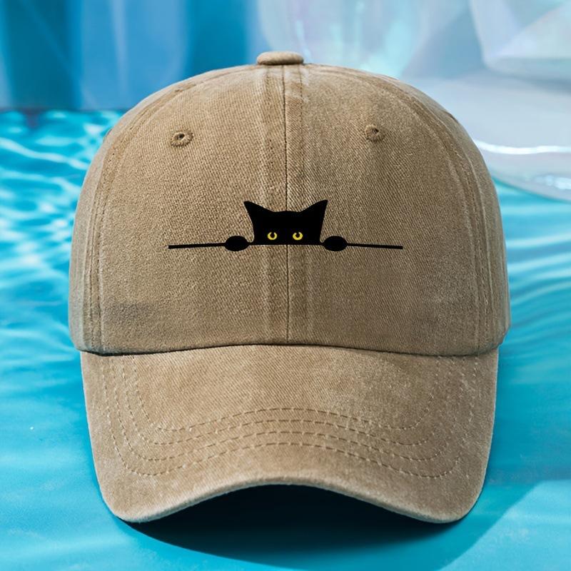 Unisex outdoor casual and fashionable cat print personalized baseball cap suitable for all seasons, soft and adjustable in size,
