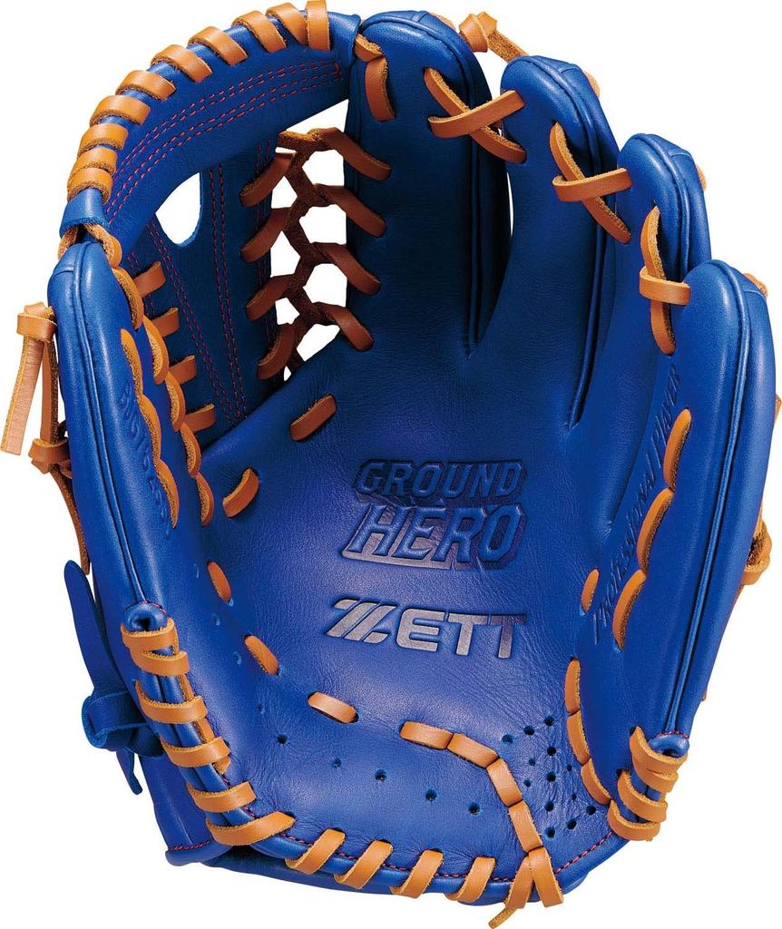 ZETT Youth Baseball Ground Royal Blue x Oak Brown Size BJG762650 Glove, Hero, All-Around, Left-Handed Throw, (2536), L,