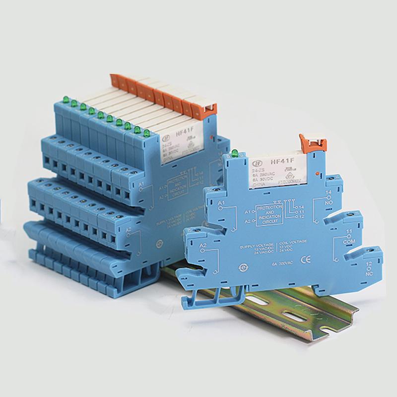 6A 1CO Relay 41F-5-ZS 41F-12-ZS 41F-24-ZS 5V 12V 24V DIN Mount with LED High Frequen Utra-thin Slim/SSR Relay
