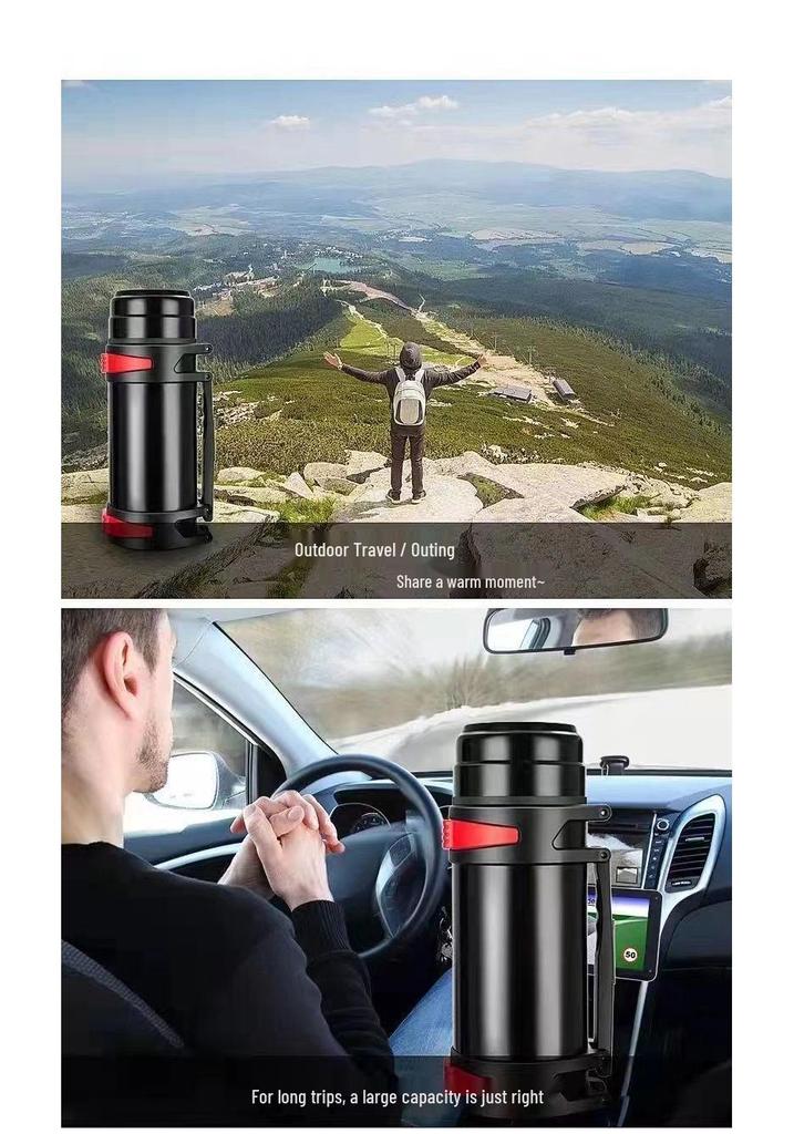304 Stainless Steel Insulated Thermos Flask - Large Capacity Portable Wide Mouth Water Bottle for Outdoor Travel