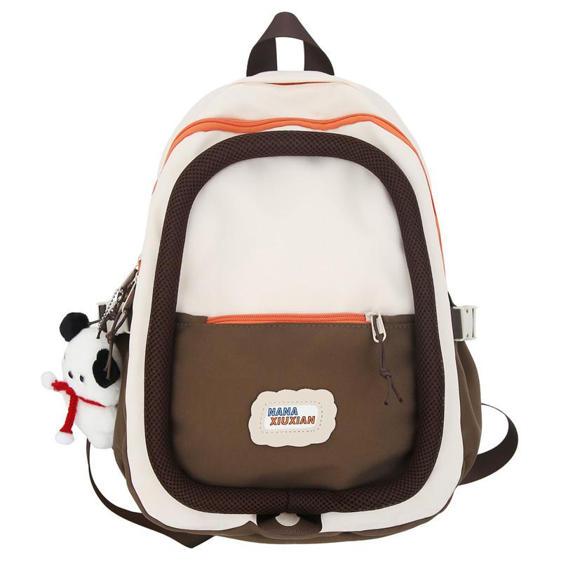 High-value sweet and cute color-matching backpack fashionable junior and high school large-capacity backpack student schoolbag female