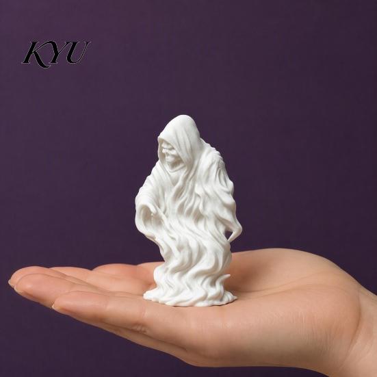 Customizable Art Toy 3D Printed Grim Reaper Ghost Statue, Gothic Skeleton Figurine, Home Decor DIY Blank White Sculpture, Halloween Desktop