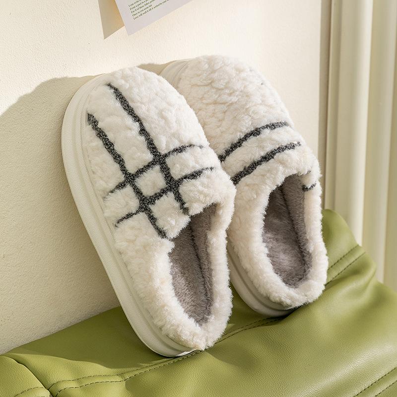 EVA sole cotton slippers women's winter home indoor couple thick-soled non-slip fluffy shoes warm cotton shoes men
