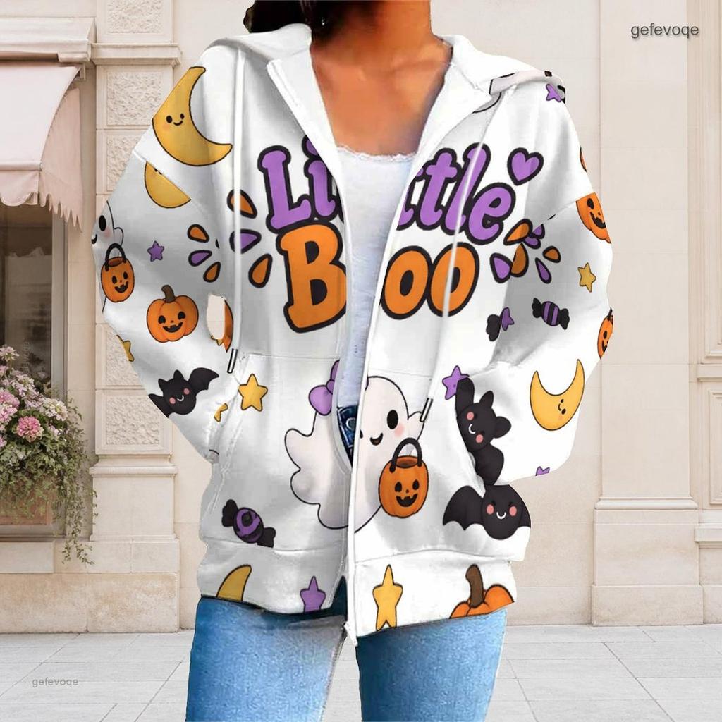 Women Plus Size Zip Up Hoodie Long Sleeve Leopard Football Star Print White Sweatshirt With Pockets