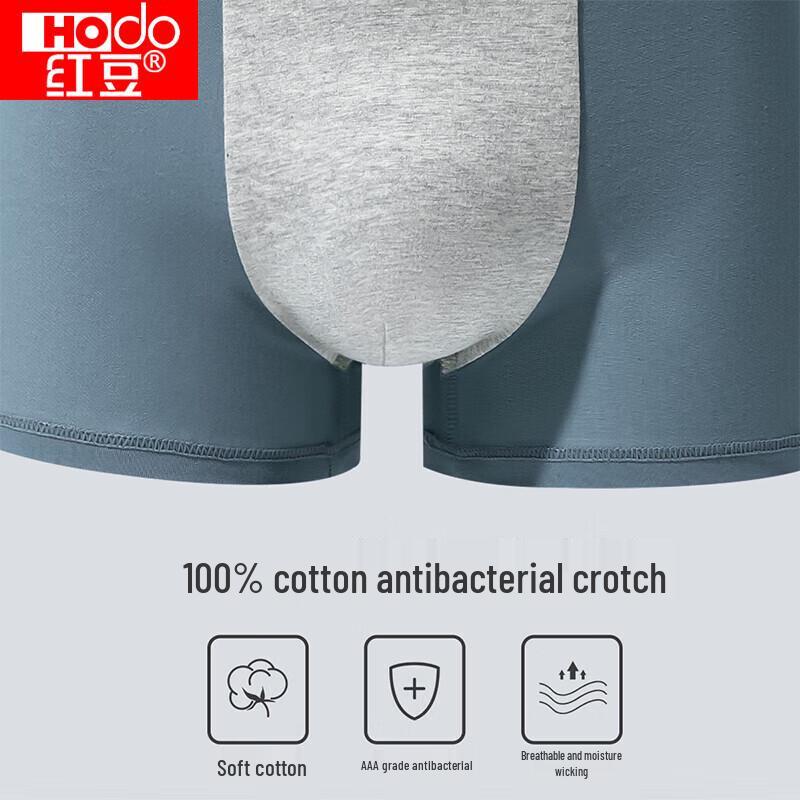 Hongdou Men's Soft Cotton Antibacterial Boxer Briefs 4-Pack