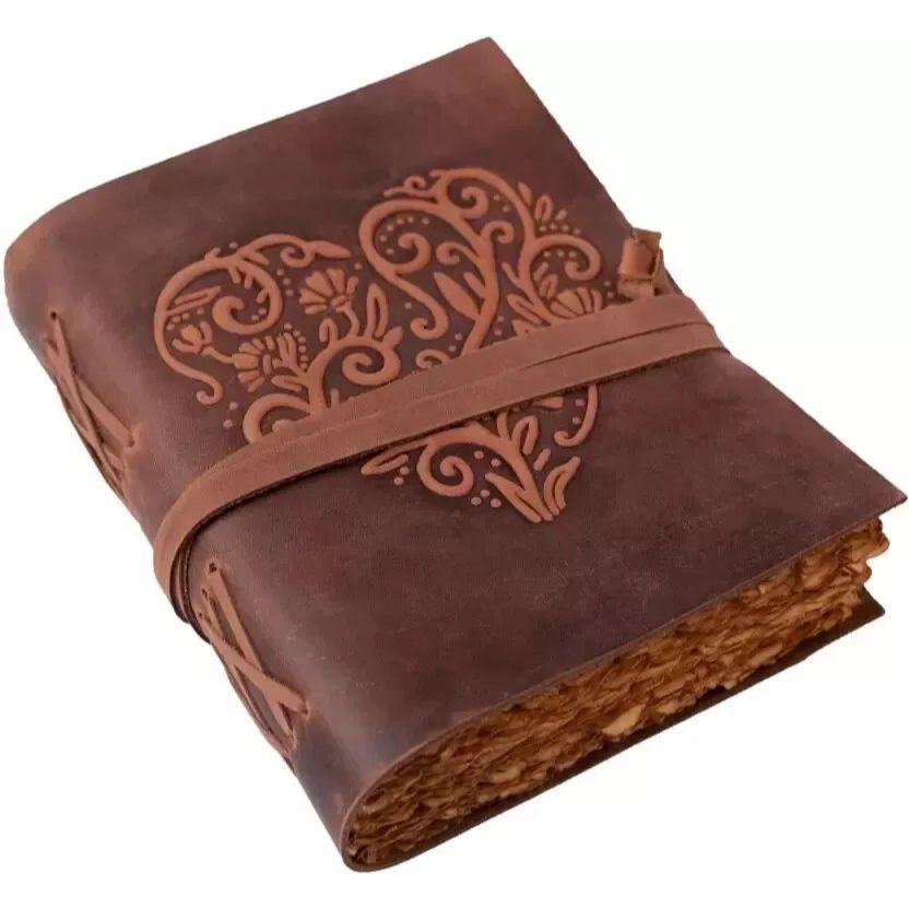 Leather Journal for Heart Handmade Leather Bound Writing Notebook Deckle Edge