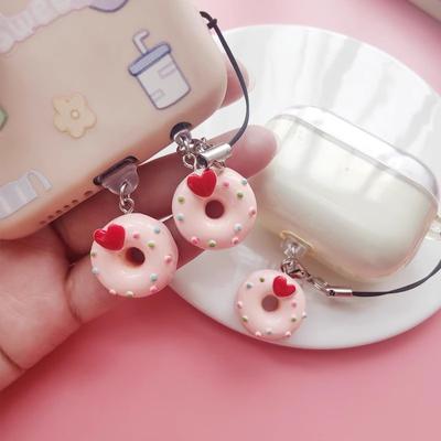 Cute 3D Resin Love Donuts Mobile Phone Dustproof Plug Charging Port Dustplugs