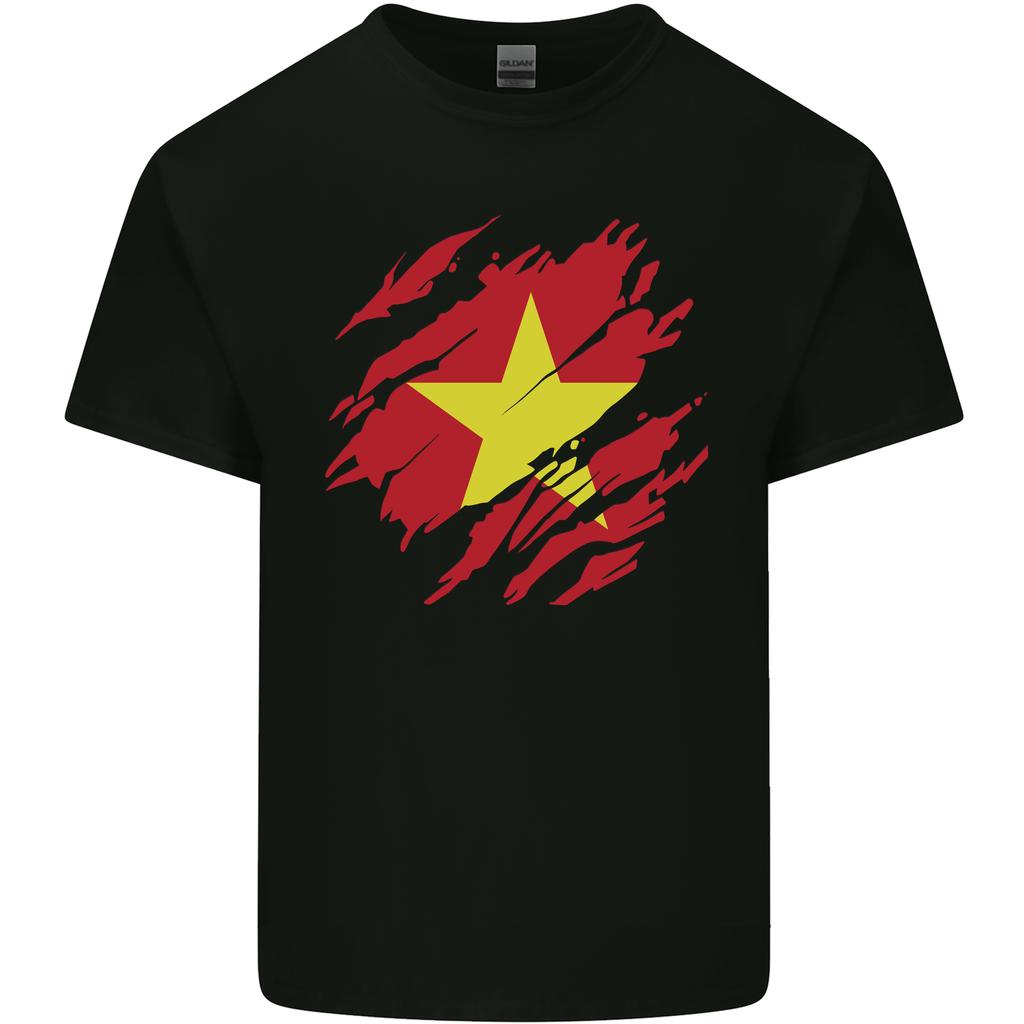 Torn Vietnam Flag Vietnamese Day Football Unisexs Light Cotton TShirt