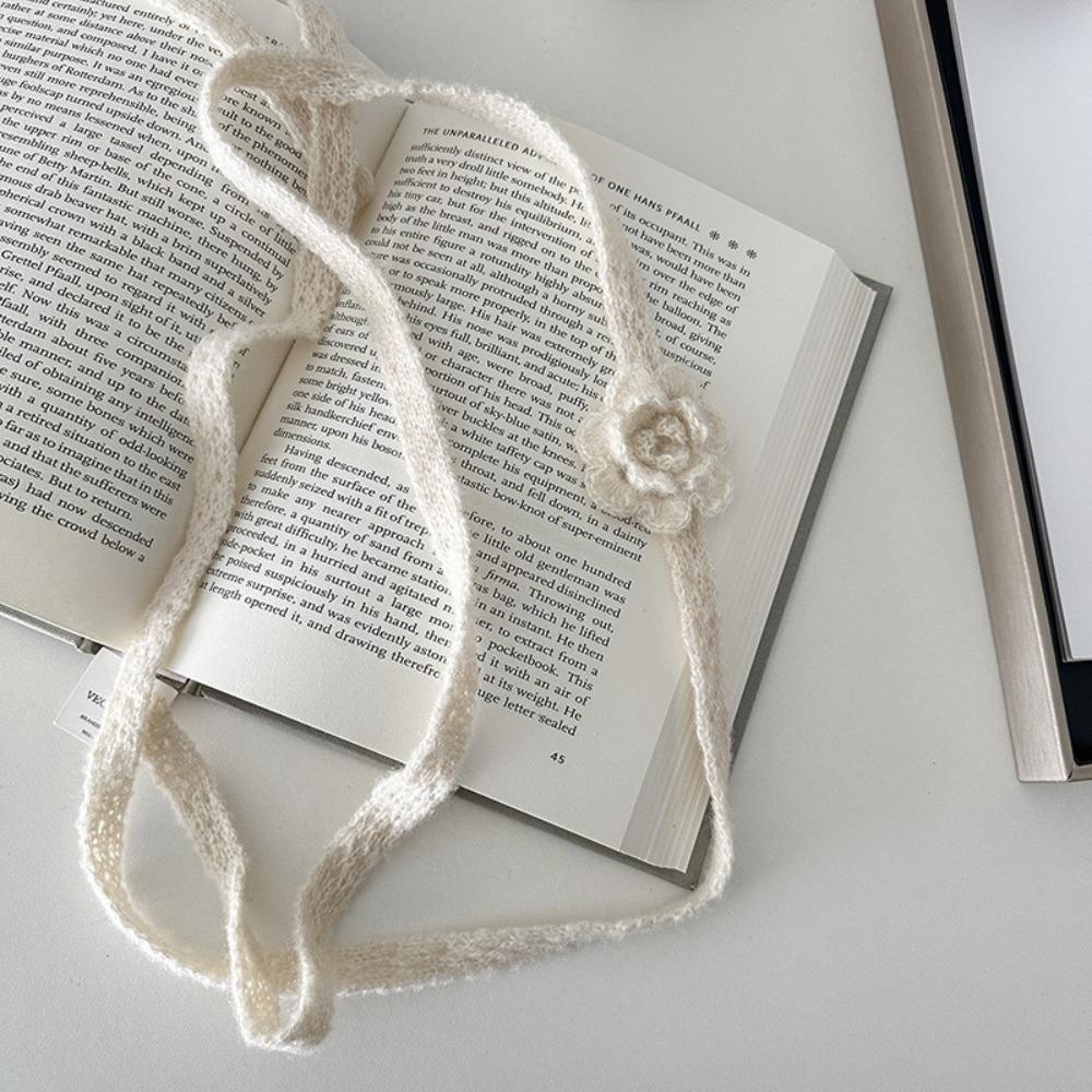 Solid Color 3D Rose Scarf Handmade Crocheted Wool Shawl Handmade Crochet Scarf Three-Dimensional Rose Knitted Scarf белый
