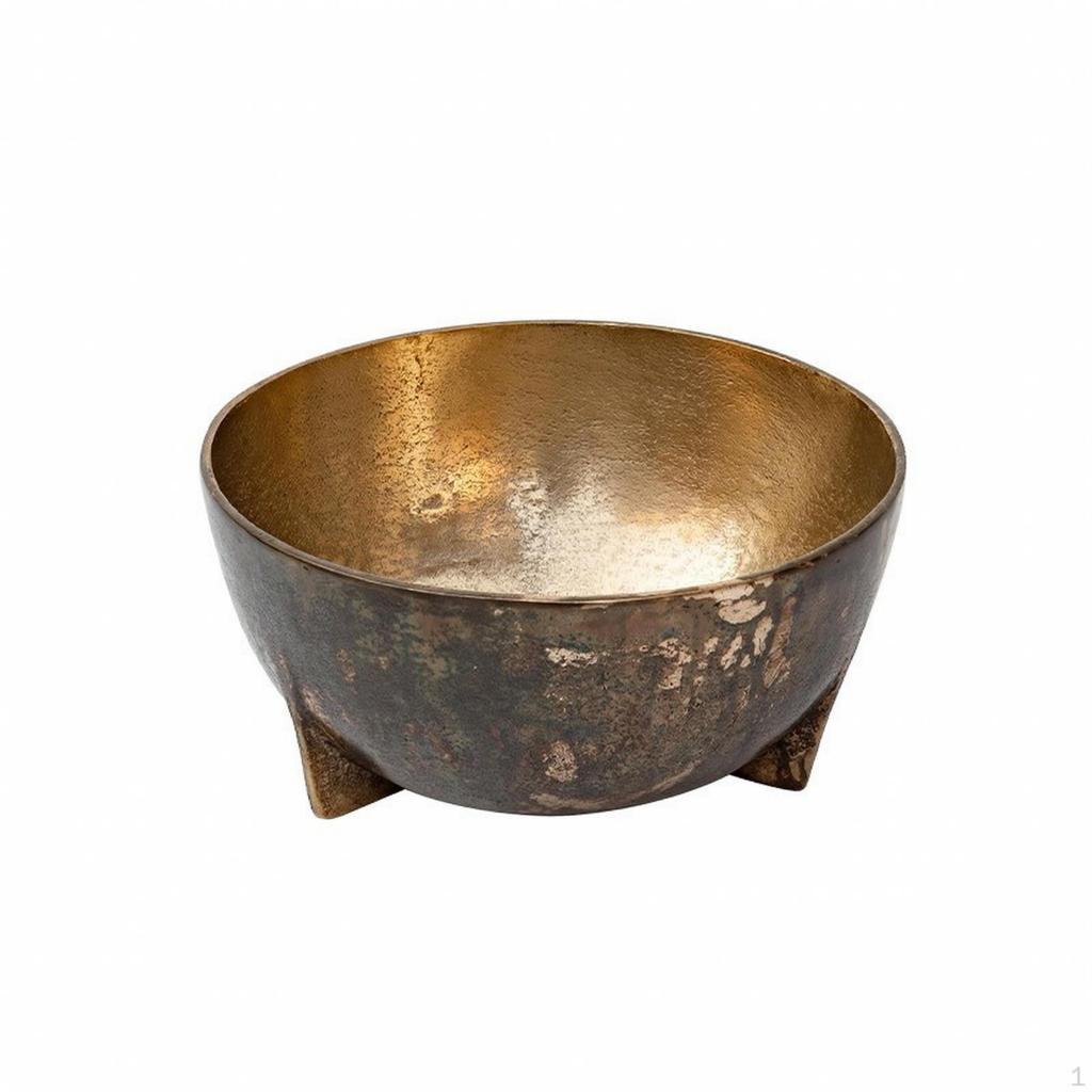 Aluminum Bowl with Feet Textured Flower Planter Elegant for Entryway