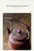 Guanlan Retro Coarse Pottery Tea Kettle Set with Alcohol Warmer for Outdoor Brewing
