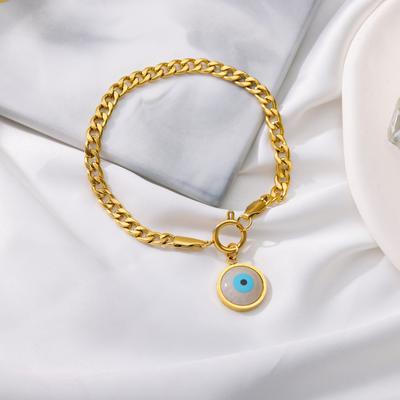 Zircon Turkish Eye Bracelets For Women Stainless Steel Blue Evil Eyes Lucky Couple Charm Bracelet Geometric Jewelry Gift