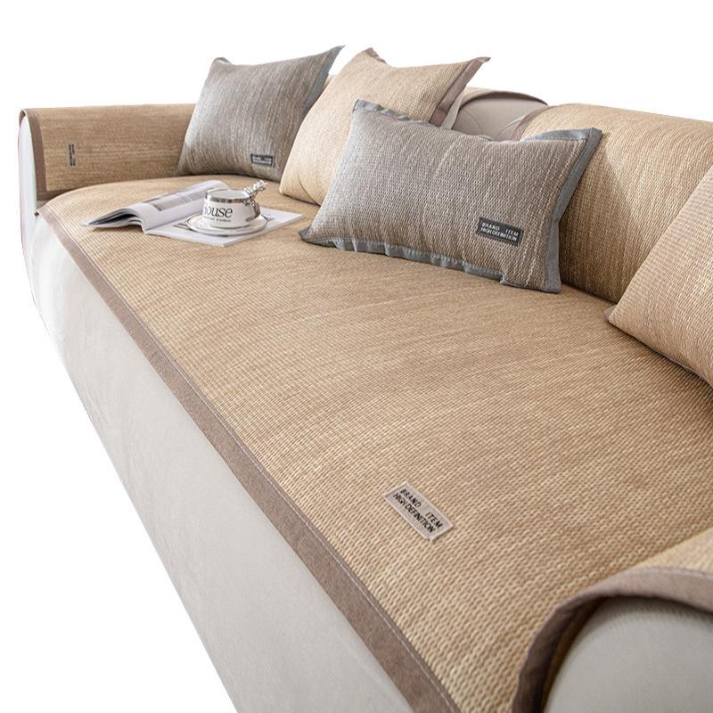 Simple Retro Style Sofa Cushion Seat Cushion for Summer Summer Rattan Mat Small Full Non-Slip Summer Sofa Cover Cloth Backrest Towel