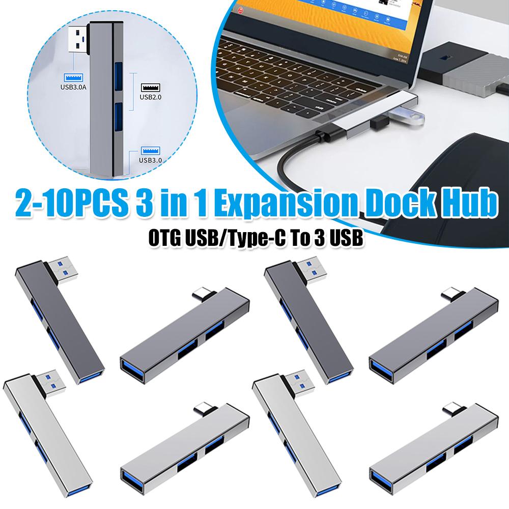 3 In 1 USB Splitter Hub Speed 5.0Gbps 3 Port USB Docking Station OTG USB 3.0/Type-C 3.0 To 3 USB for PC Laptop Notebook