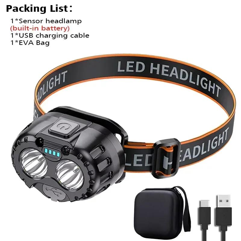 250LM XPE LED Headlamp with Wave Sensor Waterproof, Hands-Free Lighting for Work Outdoor Fishing Camping Hiking & Emergency Use