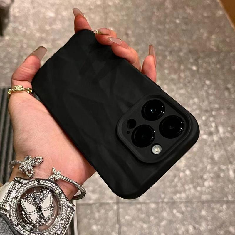 Soft Silicone Fold Pattern Matte Phone Case For iPhone 11 12 13 14 15 16 Pro Max Plus X Xs XR Max Bumper Back Cases Cover