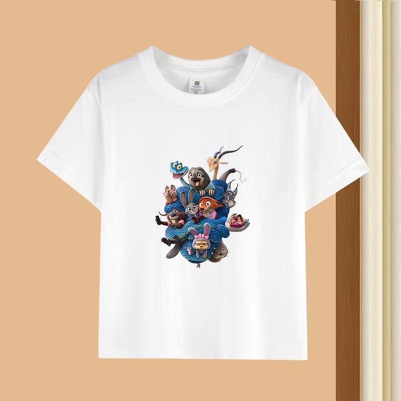 Dětské tričko s krátkým rukávem a kulatým výstřihem - 230g čistá bavlna s potiskem zvířat