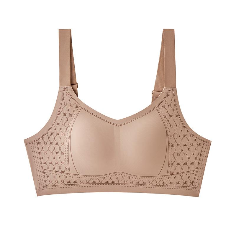 

Бюстгальтер без косточек для женщин, тонкий собирающий бюстгальтер для женщин, бесшовный бюстгальтер для женщин, полноразмерная чашка, регулируемый тип, бюстгальтер для сбора груди 3XL хаки