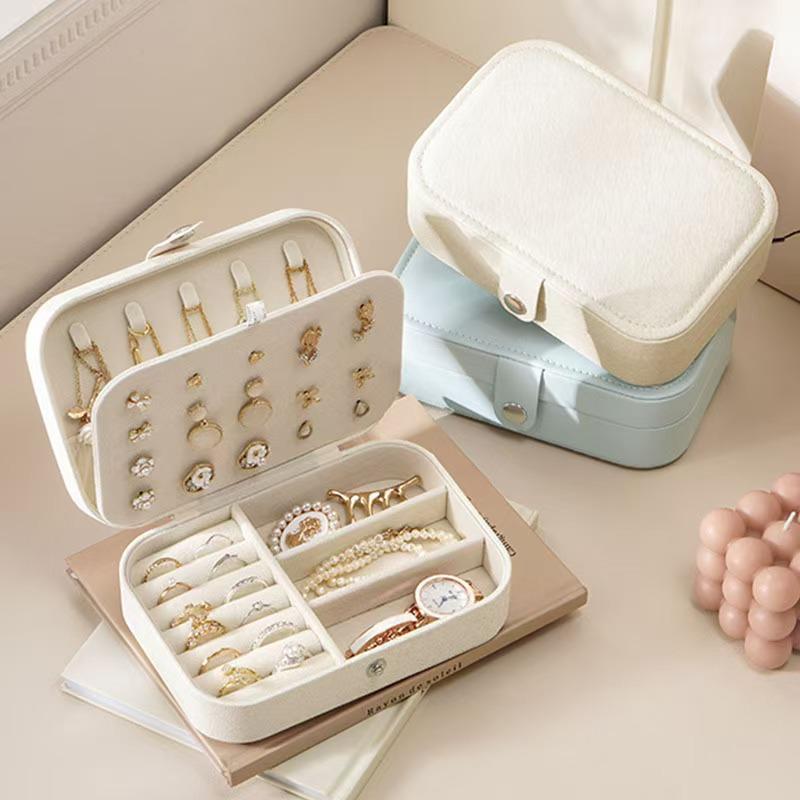 Kompakte PU-Leder Schmuckaufbewahrungsbox für Ringe, Halsketten und Ohrringe - Reisefreundliches Geschenk