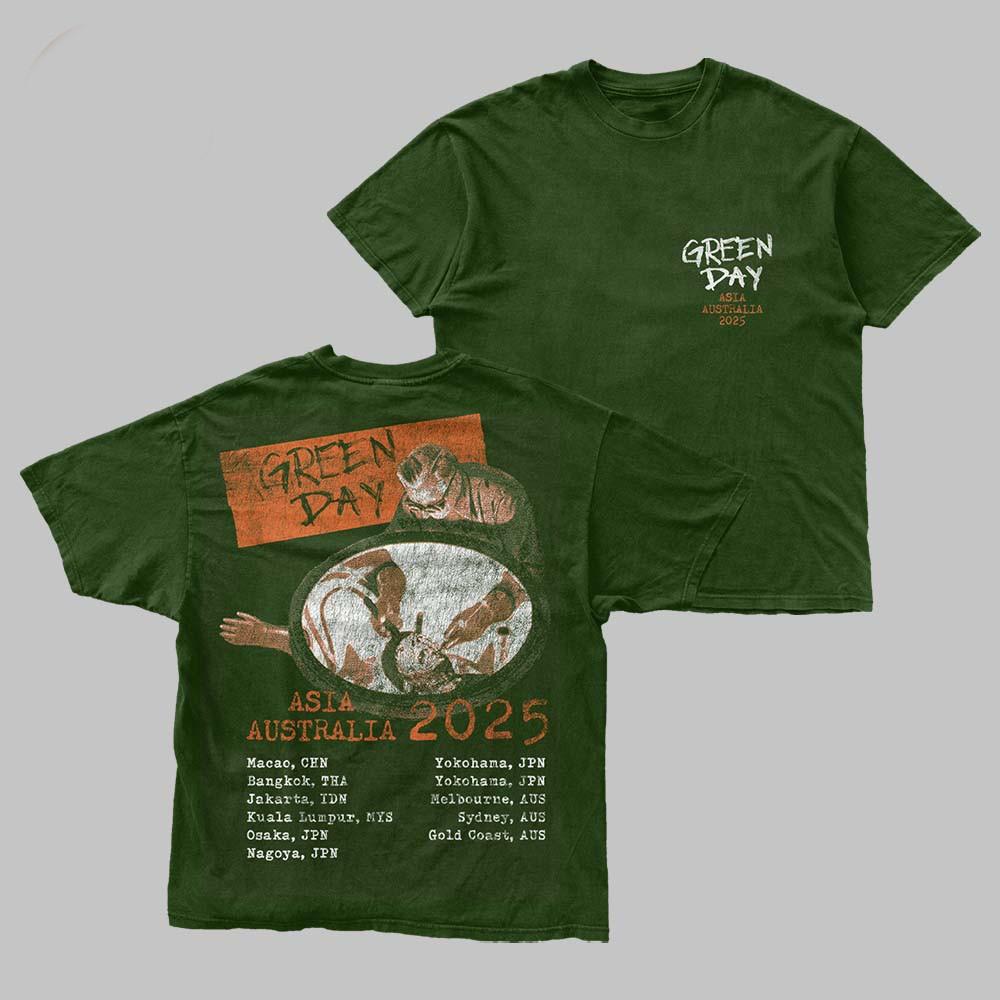 Green Day 2026 Tour T-shirt Novacaine Tour Forest Green TMA1026 S