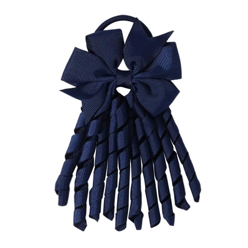 Ribbon-Tassel Hairbands Popular Sweet Cute Rainbow Curly Ribbon Double Ponytail Holder Baby Girls Rubber Bands Hair Accessories