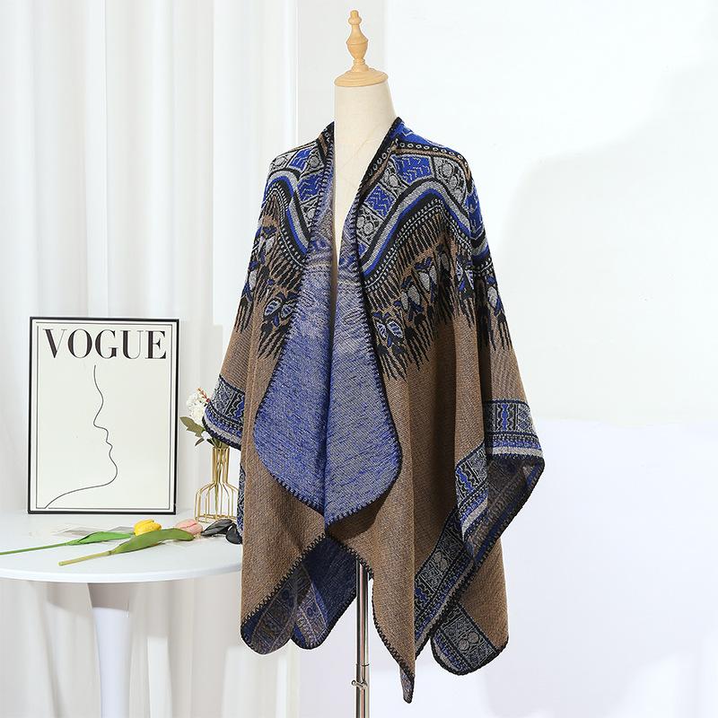Winter Women Men Scarf Layers Poncho Retro Boho Print Wrap Shawl Scarve Capa Para Mujer Pashmina Cloak Travel Holiday Casual New