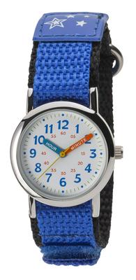 [Clefer] Montre Analogue pour Enfants, Montre Éducative, Étanche, Bracelet en Nylon, Cadran Blanc, Enfants, NB-AK216-A, Filles, Bleu