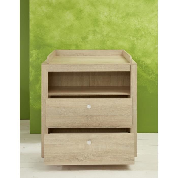 Trio Baby Room : Bed 70 X 140 Cm + Changing Table + OLIVIA Wardrobe - Oak - TREND TEAM