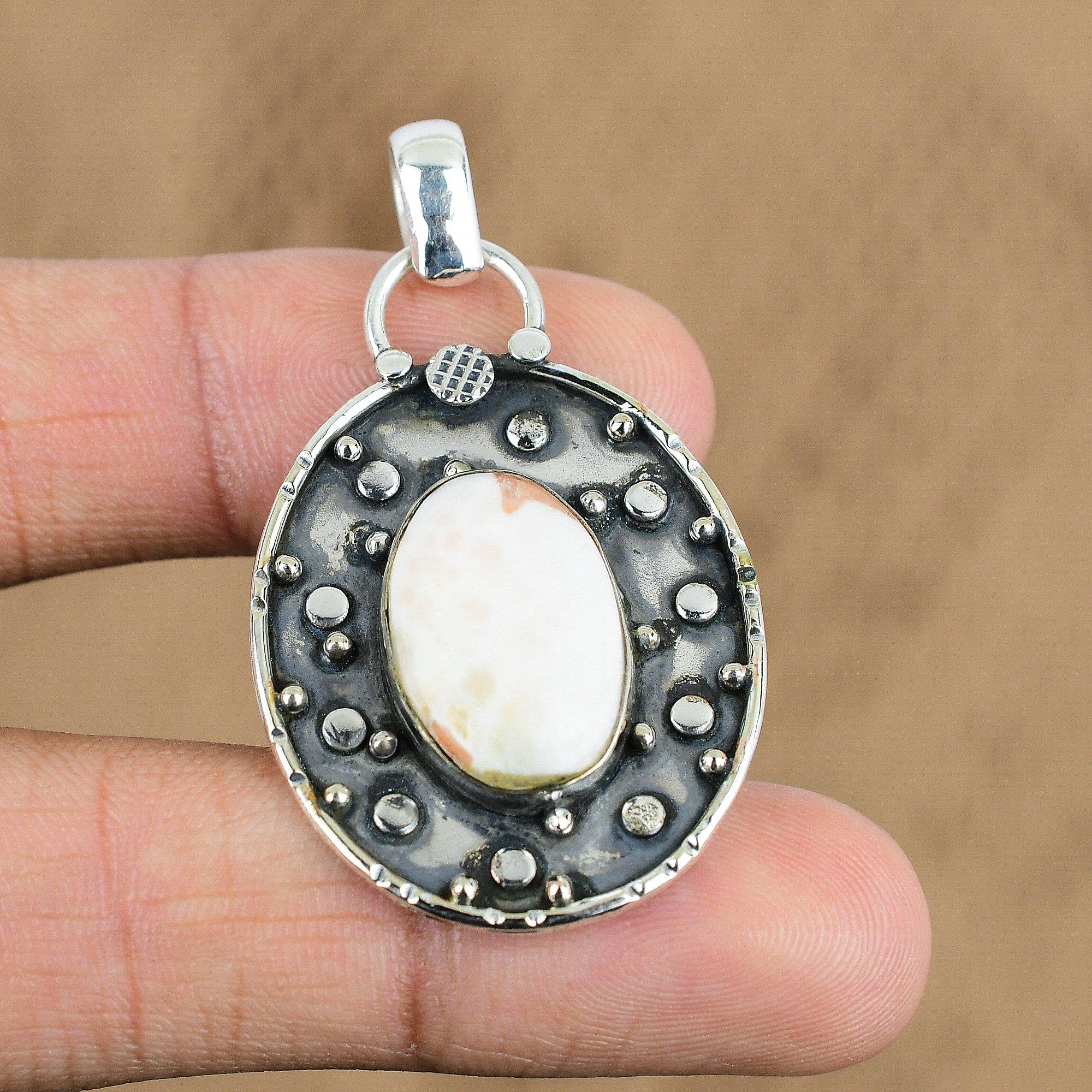 

Anniversary Gift For Her Natural Scolecite Gemstone Pendant 925 Sterling Silver
