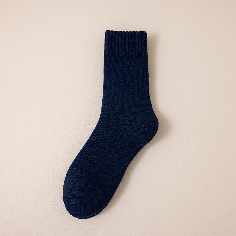Super Thick Wool Socks, Men's Winter Mid-calf Socks with Fleece, Thickened Warm Cotton Socks, Cold-resistant Fleece Autumn and Winter Long Socks