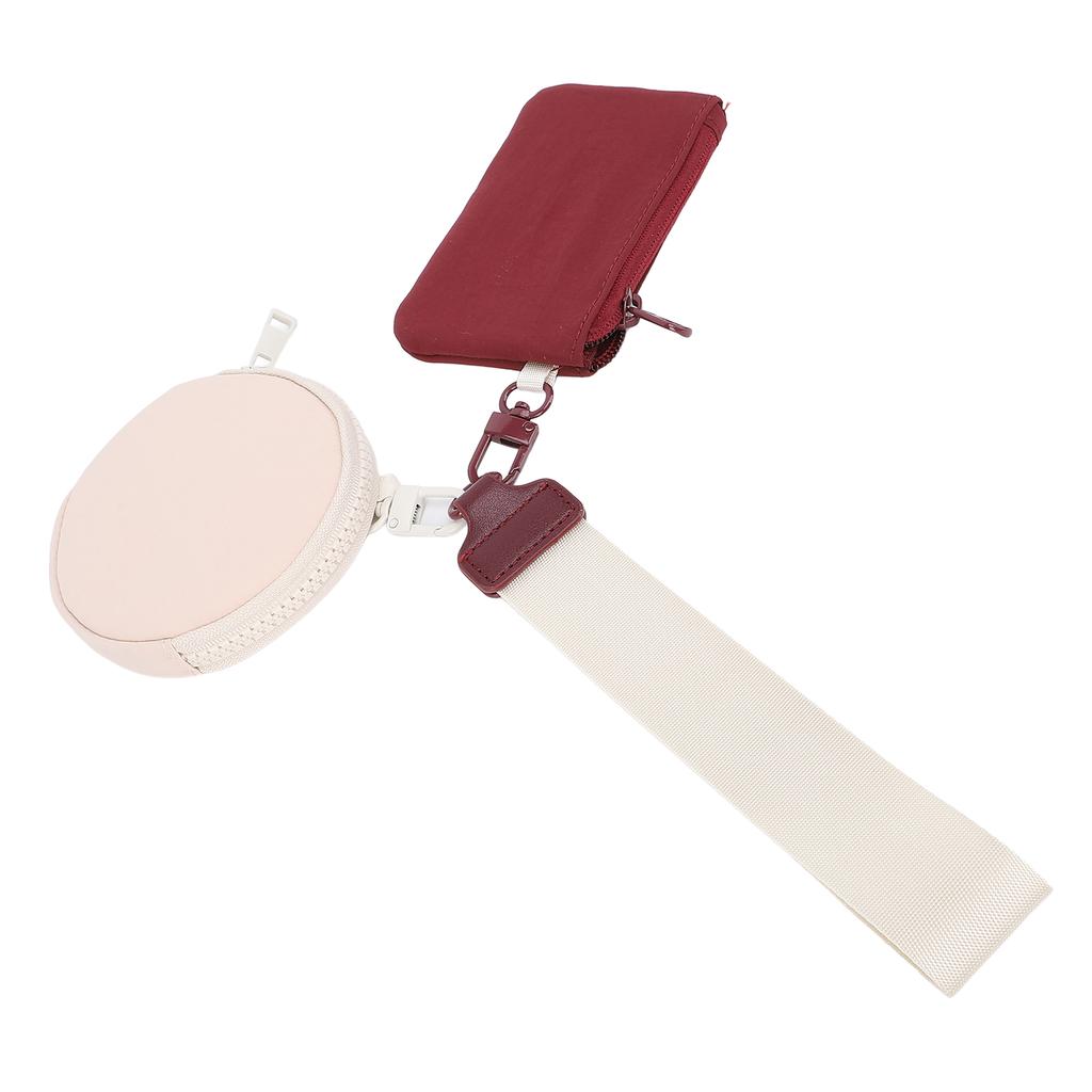 Keychain Wallet Dual Pouch Portable Wallet Miniature Detachable Wristlet Keychain Wallet for Key Lip