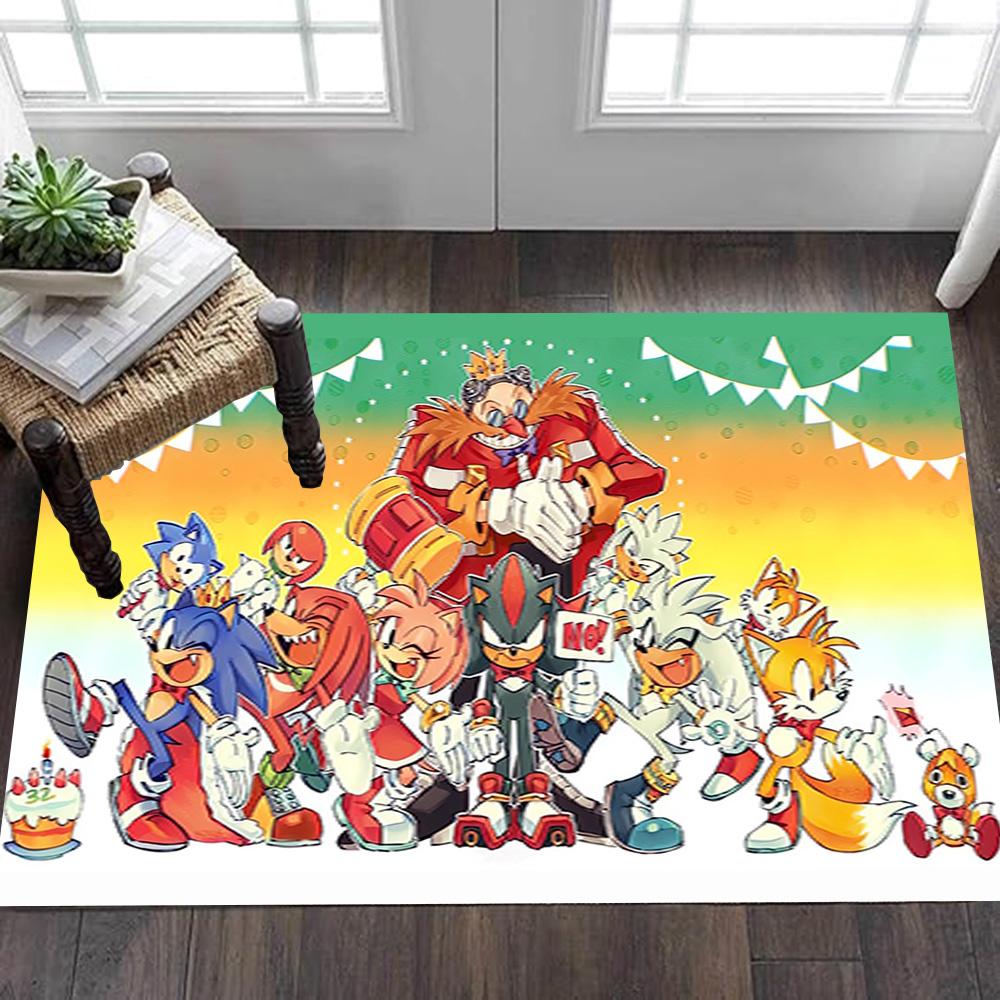 Sonic The Hedgehog Figures Set Decoration,Carpet,Living Room,Bedroom, Non-slip,Square rug