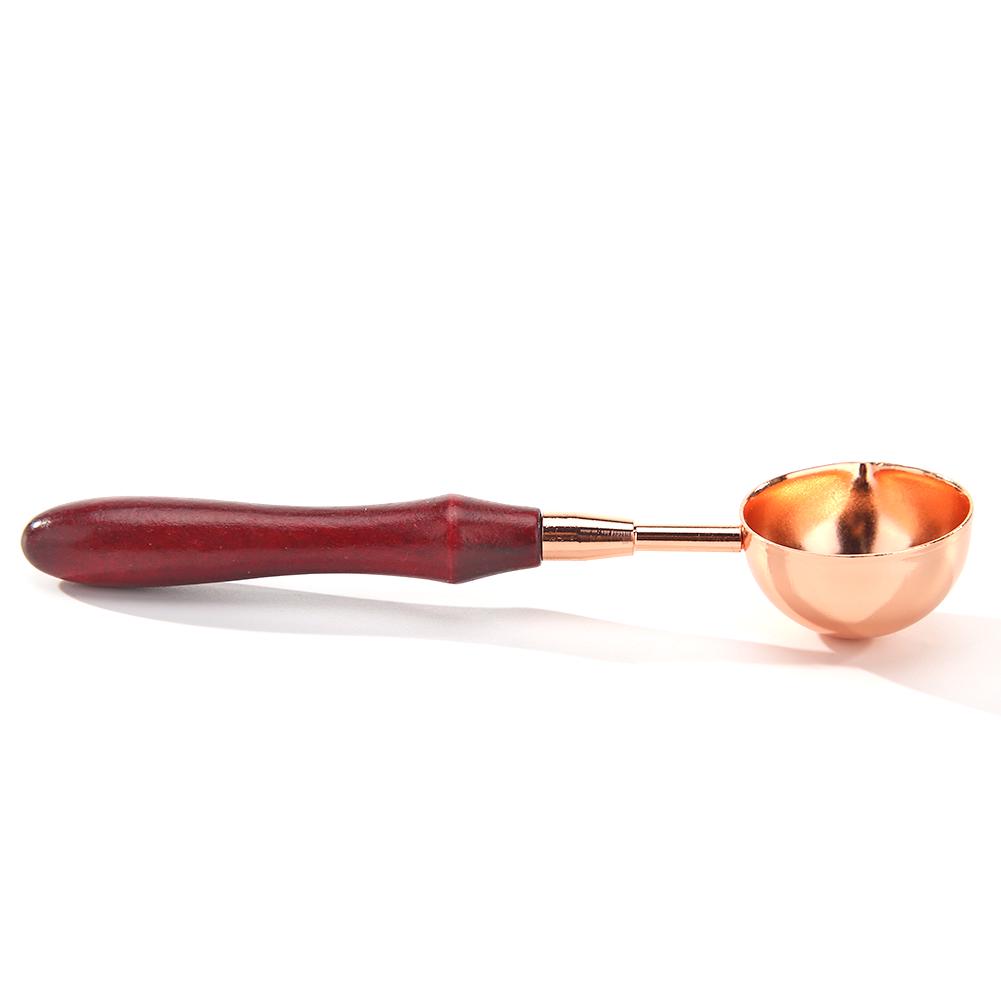 Wax Sealing Melting Spoon Scrapbooking Photo Retro DIY Mental Handmade Wooden Handle Spoon for Wax Seal Stamp Craft