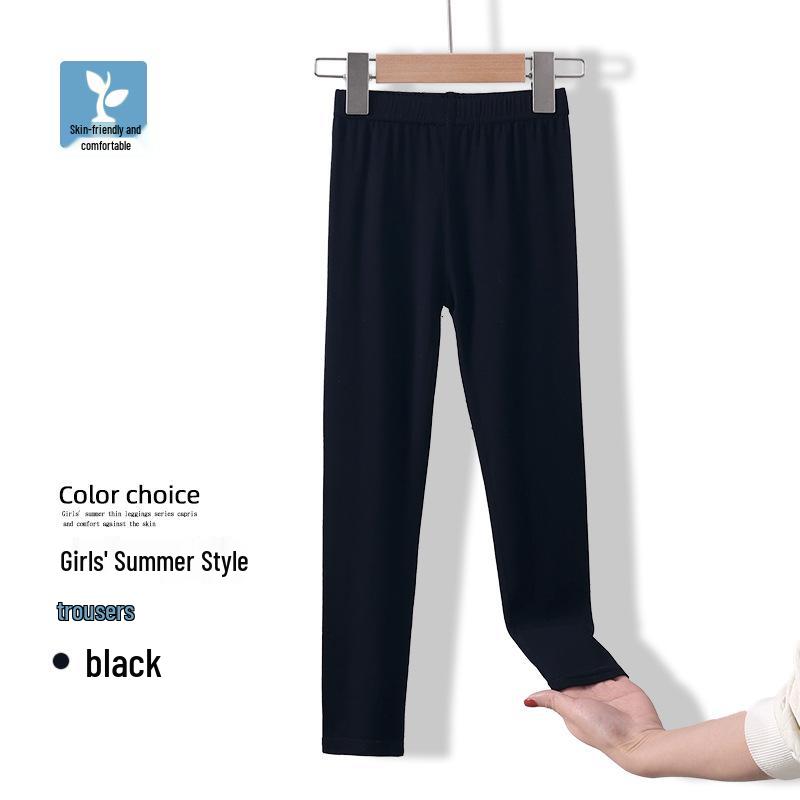 Girls' Modal Leggings for Spring/Summer - Black or White Dance Pants, Medium/Large Sizes