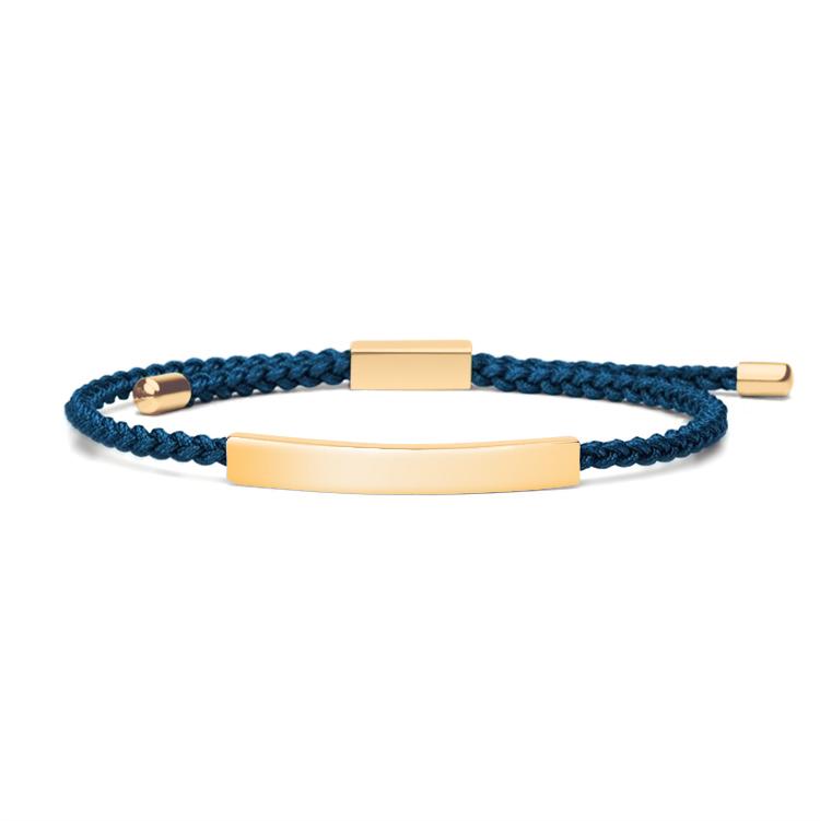 Stainless Steel Accessories and 2mm Adjustable Braided Rope Custom LOGO Men Bracelet