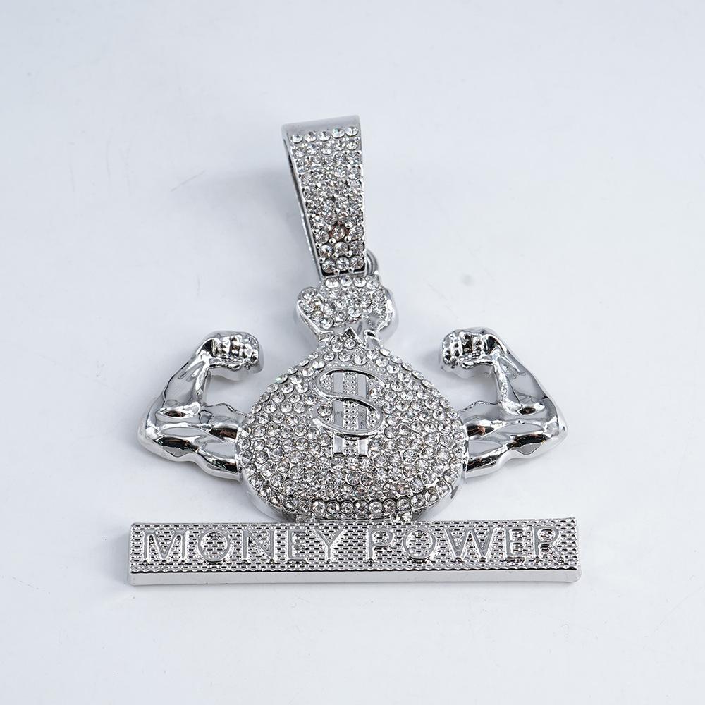 Dollar $Symbol Muscle Money Bag Pendant Money Power Hip Hop Necklace Men'S Accessories