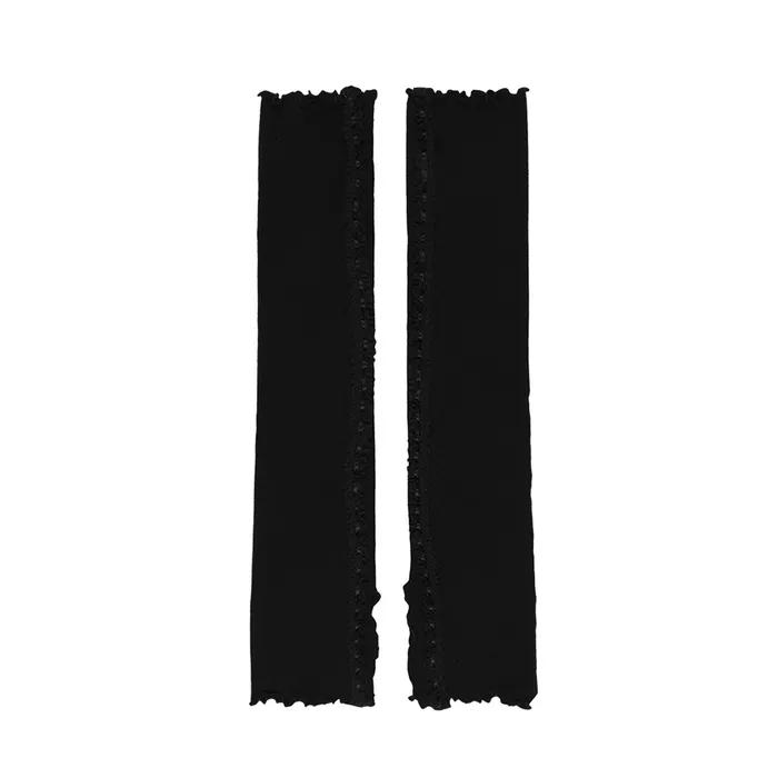 Frill Slit Leg Warmers Black