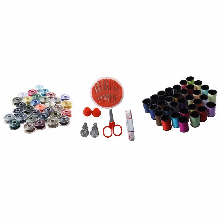 64 Pcs Sewing Thread Spools Travel Sewing Kit Measure Scissor Thimble Thread Needle Storage Box