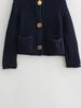 Women's 2024 European & American Knitted Sweater Jacket: 15 Colors, Autumn/Winter, Short Style with Large Pocket & Three Buttons