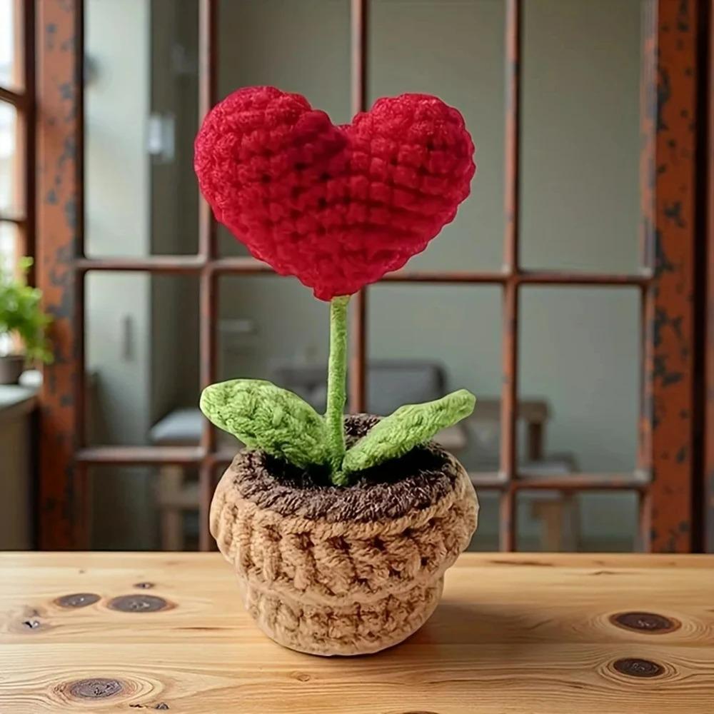 Hook Woven Finished Small Potted Plant Simulation Flower Potted Plant Flower Decoration Creative Gift Ornament